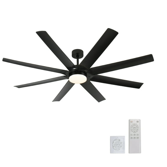 Ceiling Fans 72 Inch Industrial DC Motor Ceiling Fan with light, Large Ceiling Fan with 8 Reversible Blades, 3 Downrods, 6-Speed Remote Control, Home or Commercial Ceiling Fans for Porch/Garage/Shop,