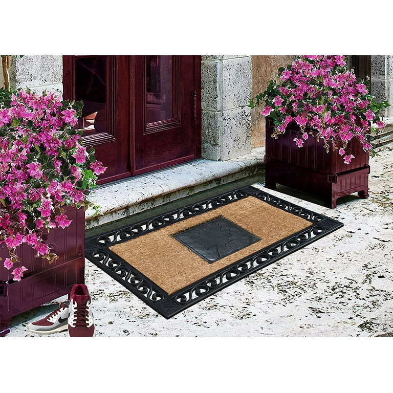 A1HC Natural Coir and Rubber Door Mat, Thick Durable Doormats for Indoor Outdoor high quality Entrance, Heavy Duty Low Profile Long Lasting, 23