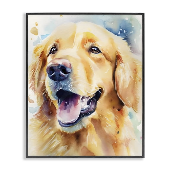 Stupell Industries Rustic Lodge Happy Retriever Portrait Black Framed Giclee Art, 11 x 14, by Petals Prints Design