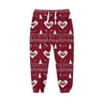 thumbnail image 2 of AUNVITO Boys Girls Sweatpants Winter Christmas Print Elastic Waist with Drawstring Pockets Fleece-Lined Thickened Casual Sporty Long Pants Holiday Style, 2 of 4