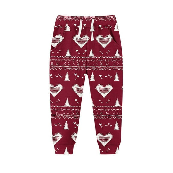 Atogsazn Toddler Boys Christmas Sweatpant Kids Casual Drawstring Jogger Pants Fall Winter Clothes Outfit Wine 7-8Years Fashion