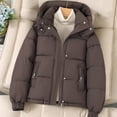 thumbnail image 2 of Stichou Puffer Jacket for Women Casual Zipper Padded Keep Warm Cold Protection Long Sleeve Parkas Winter Clothing Coffee XL, 2 of 5