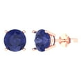 thumbnail image 2 of Rose Solid Solid Gold Solitaire Stud Everyday Dainty Earrings - 4 Ct Brilliant Round Cut Studs Tanzanite 14K, Everyday Dainty Earrings Push Back, 2 of 7