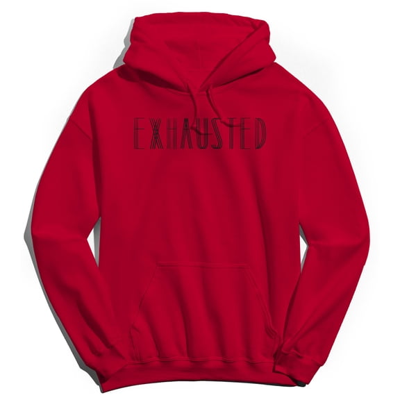 Exhausted Humor Graphic Red Men's Crewneck Sweatshirt Hoodie