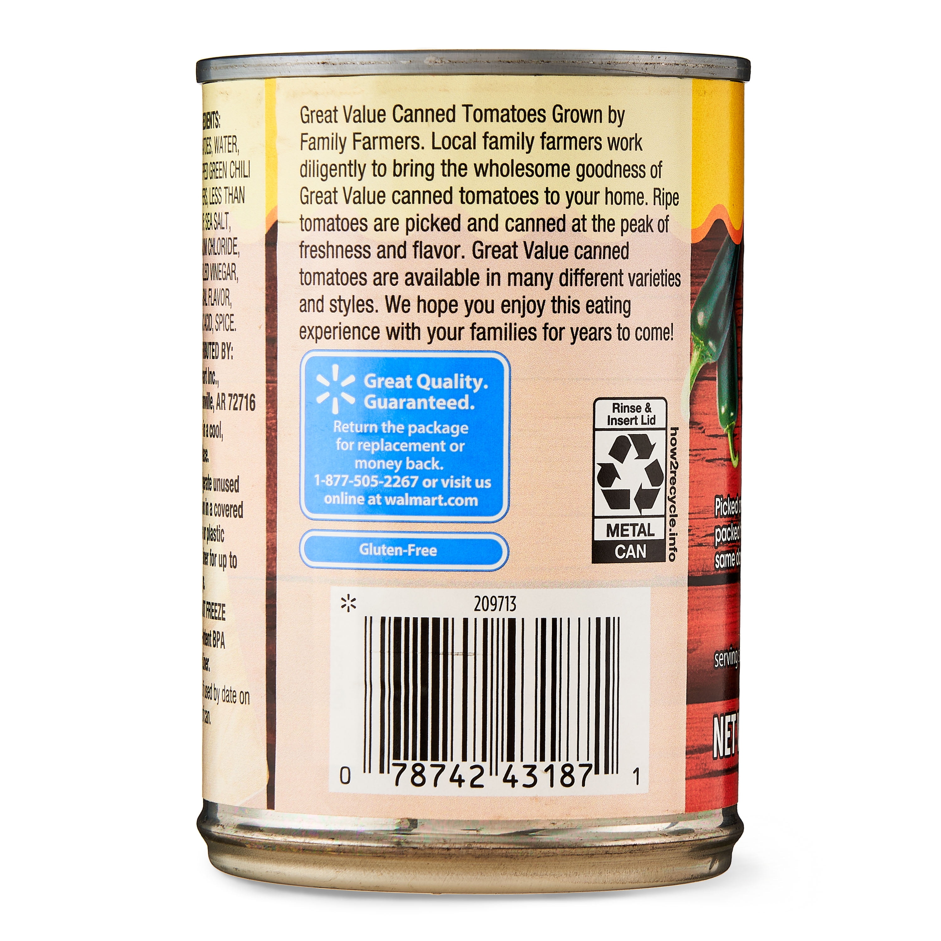 Great Value Original Diced Tomatoes with Green Chilies, 10 oz