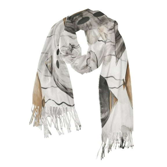 Halloween Themed Ghost Soft Stylish Scarf 86.6''x30.7'' Lightweight and Warm, Breathable