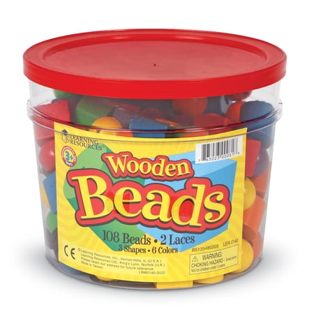 Learning Resources Beads, Fine Motor Skills, Lacing Beads, Fine Motor Skills, Set of 108, Ages 3+