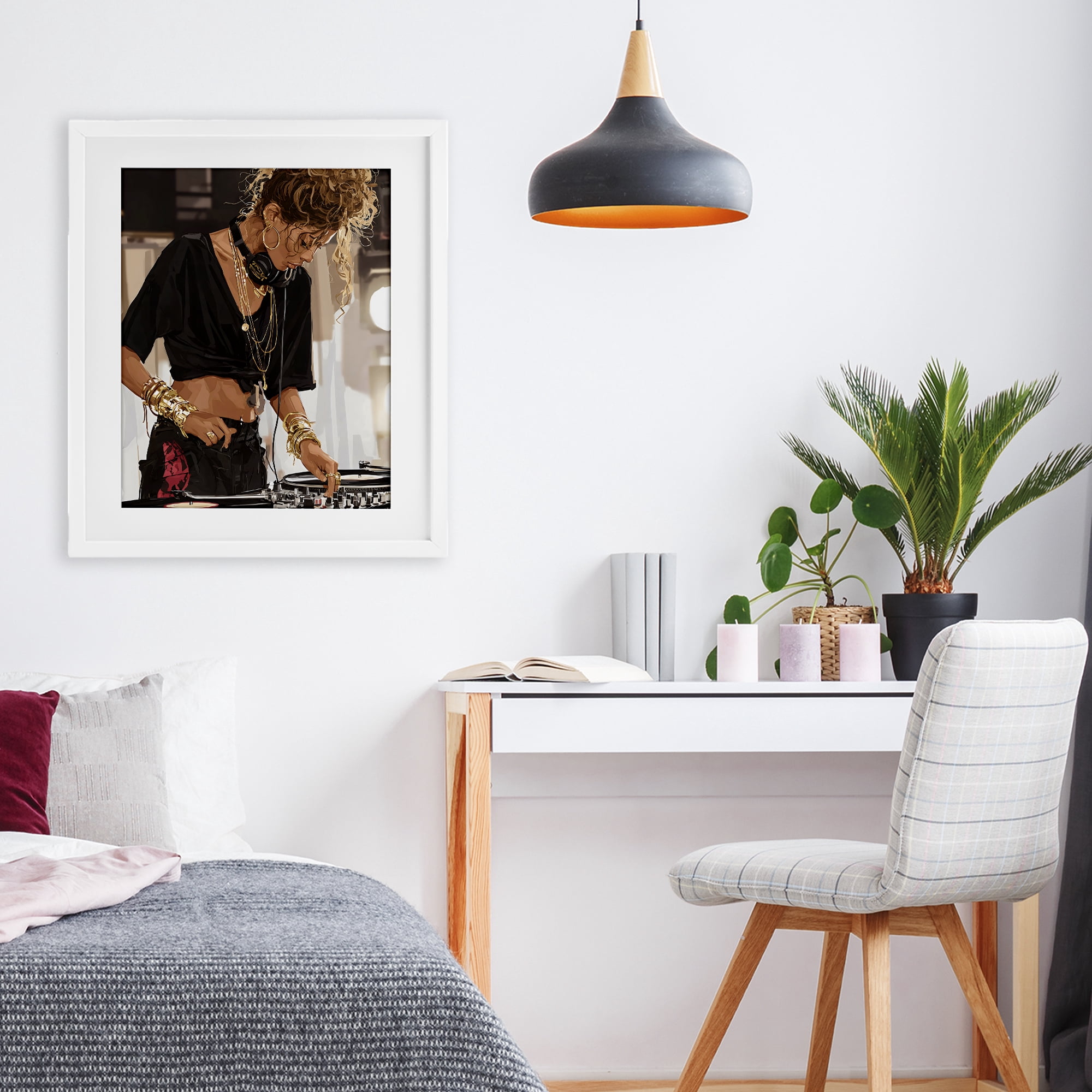 Stupell Industries Speaking Through Music DJ White Framed Print Under Glass, design by Franklyn Gregory