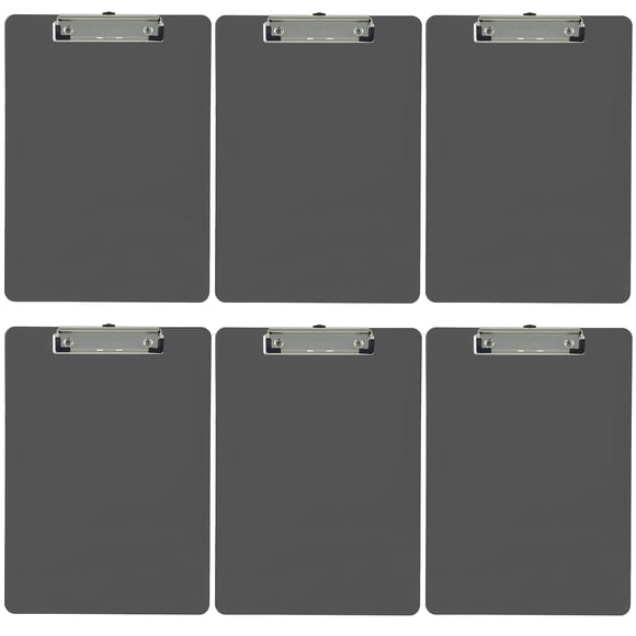 Trade Quest Plastic Clipboard Opaque Color Letter Size Low Profile Clip (Pack of 6) (Gray)