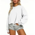 thumbnail image 4 of Lenpel Oversized Sweatshirts for Women Casual Loose Crewneck Long Sleeve Side Split Pullover Tunic Sweater Tops Fall Winter Outfits(White,X-Large), 4 of 6