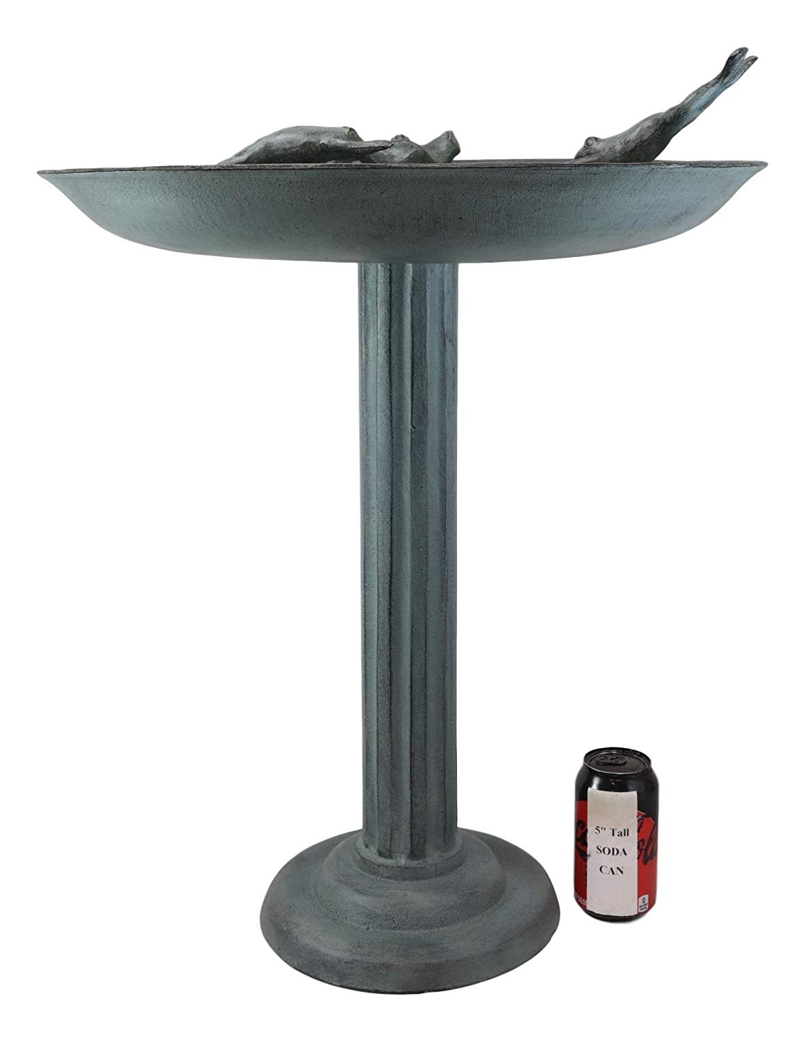 Ebros 26" Tall Aluminum Metal Trio Diving Frogs in Pond Plunge Party Garden Bird Feeder Or Bath Statue