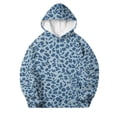 thumbnail image 6 of Spazoro Girls Hooded Sweatshirt with Pockets, Hooded Neck Long Sleeve Drawstring Leopard Print Warm Pullover Tops Casual Hoodies for School Blue Size 7, 6 of 9