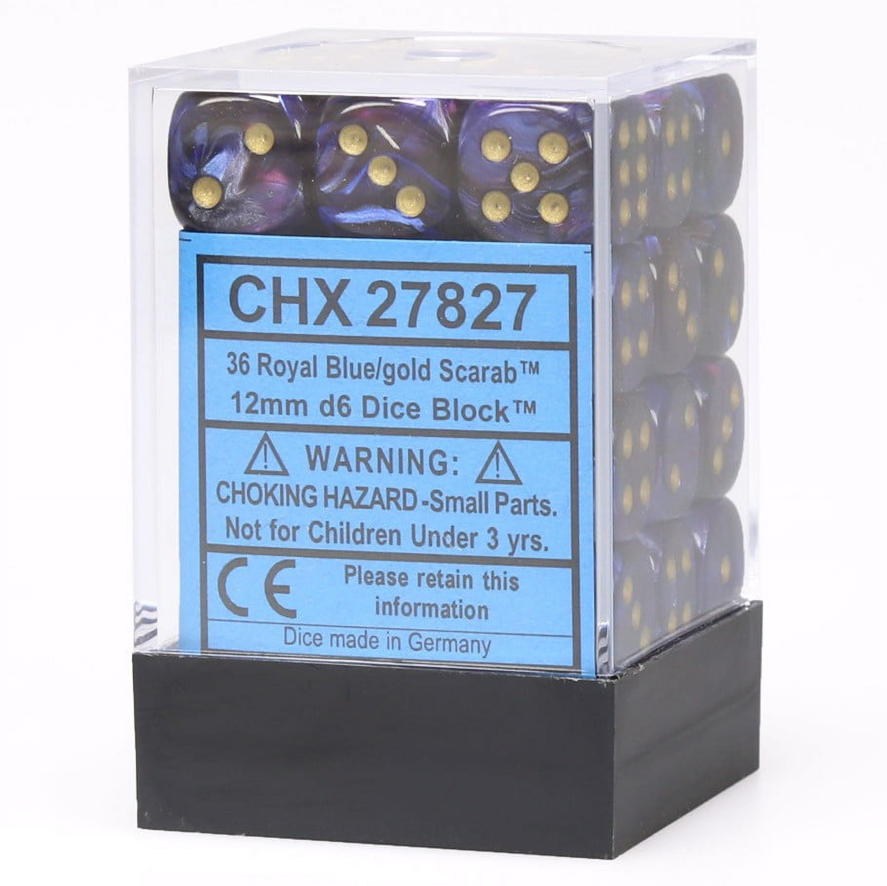 Chessex Scarab Royal Blue/Gold 12mm D6 Dice Block (36) - Walmart.com