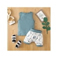 thumbnail image 3 of Baby Boys Summer Outfit Sets Sleeveless Letter Print Tank Tops + Animal Print Shorts, 3 of 9