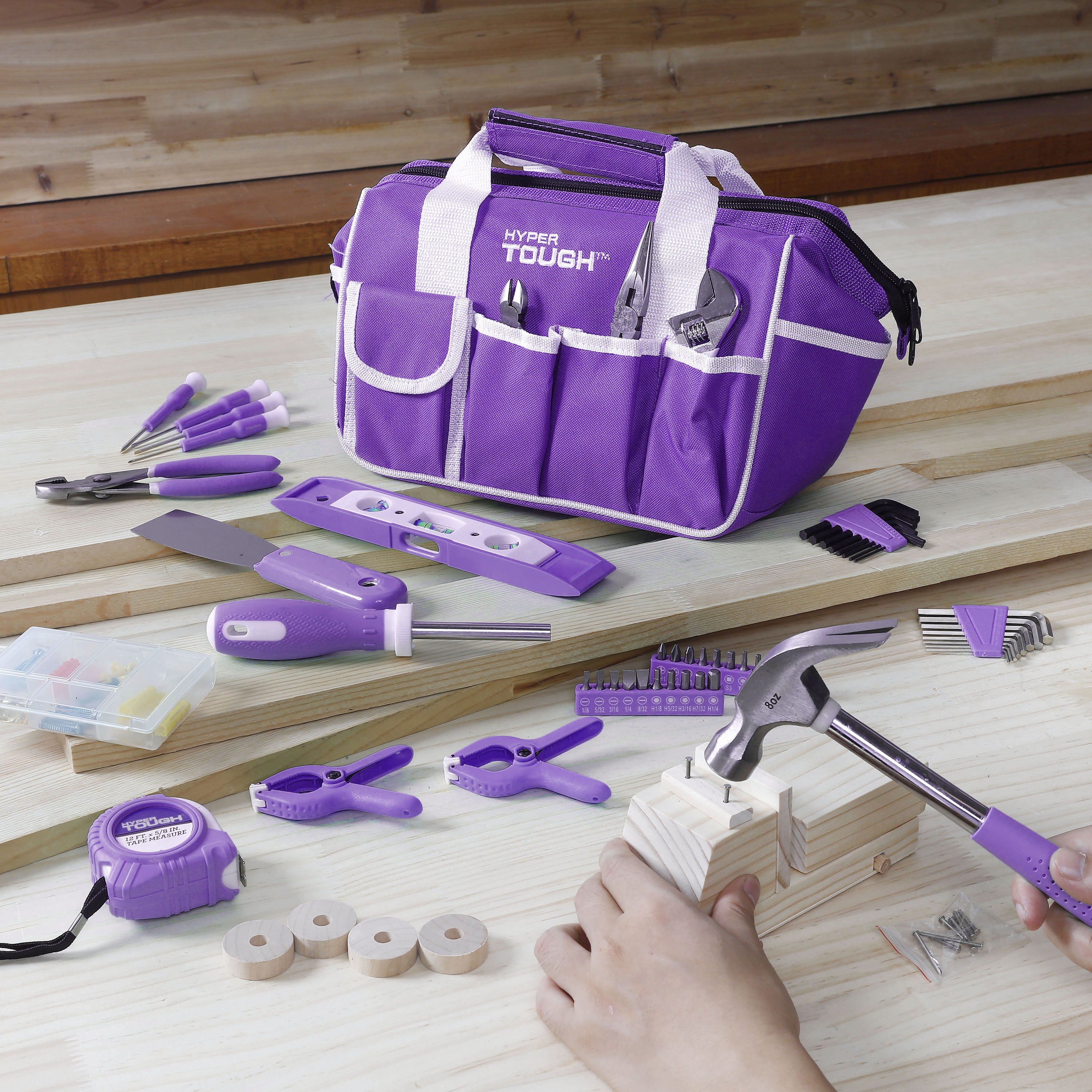 Hyper Tough 89-Piece Home Repair Tool Set, Purple 