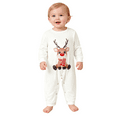 thumbnail image 6 of Family Matching Christmas Pajamas Outfits Long Sleeve Elk Printed Tops Elastic Plaid Pants, 6 of 7