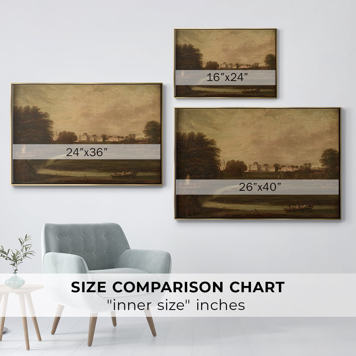 Vintage Landscape-CCCXX By Wexford Home Framed in Gold Wood Gallery Wrapped Canvas 27 in. x 41 in.