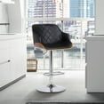 thumbnail image 4 of Toby Black Faux Leather Adjustable Height Swivel Walnut Wood and Chrome Bar Stool, 4 of 6