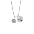thumbnail image 2 of Delight Jewelry Silvertone Antiqued Snowflake Silvertone Script Initial Disc - K - Charm Necklace, 20"+3", 2 of 4