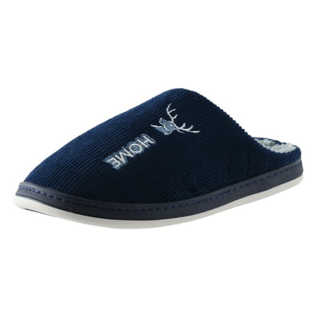

Slippers For Men Winter Home Cotton Slides Christmas Antlers Print Thermal Slippers Casual Home Shoes