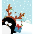 thumbnail image 3 of Ambesonne Christmas Duvet Cover Sets, Penguin with Deer Antlers, 2-Twin, Pale Blue Multicolor, 3 of 3