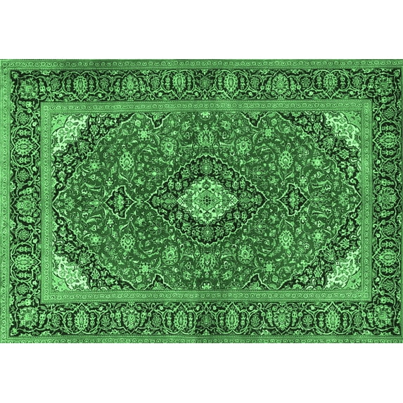Ahgly Company Indoor Rectangle Persian Emerald Green Traditional Area Rugs, 5' x 7'