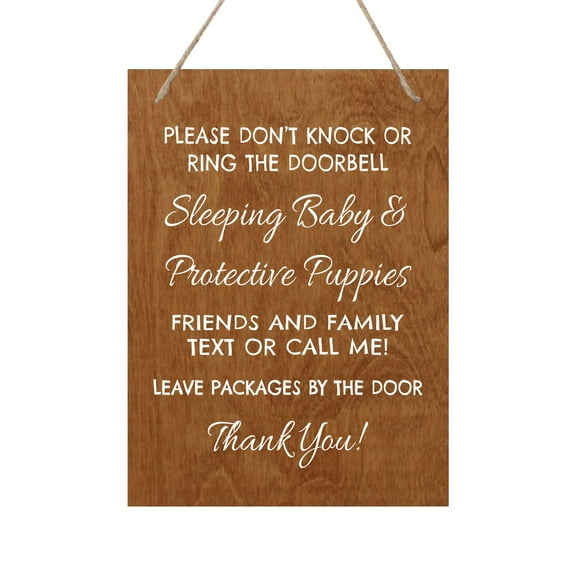 LifeSong Milestones Sleeping Baby Rope Sign for Front Door - Text or Call