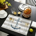 thumbnail image 4 of Placemats Set of 6,Non Slip Washable Table Mats Set, Nautical Anchor Beige and White Striped Table Placemats for Kitchen Dining Table,Wedding Holiday Party Decoration, 4 of 5