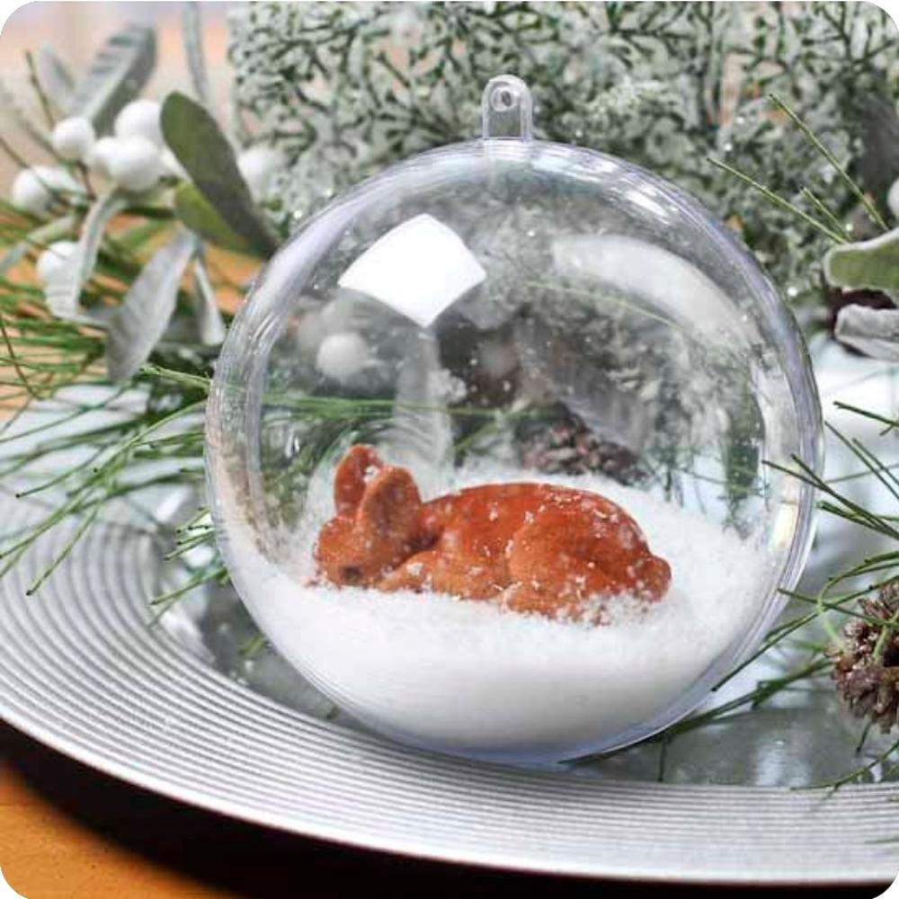 12pc Acrylic Fillable Clear Ball Ornaments 80mm - for Christmas and Crafts - Factory Direct Craft
