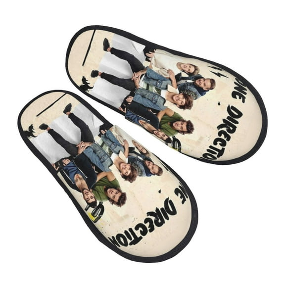One Direction Furry Slippers For Men Women Fuzzy House Slippers Winter Anti-Slip Indoor And Outdoor Slip On Shoes Medium