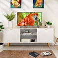 thumbnail image 4 of TV Stand for TVs up to 65" with Sliding Fluted-Doors, EVMORE Modern Entertainment Center w/ Storage Cabinets and Shelves for Living Room, 4 of 7