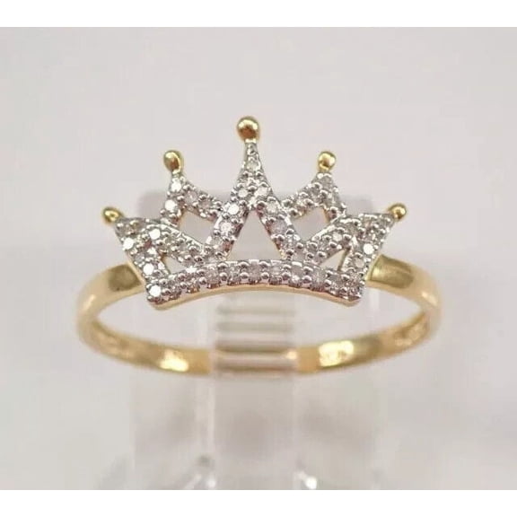 14K Yellow Gold Plated 1Ct Round Lab Created Diamond Crown Shape Women's Engagement Ring