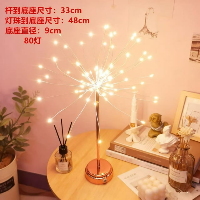Lunxisen 1 Pcs Solar Dandelion Lights, Firework Copper Wire Outdoor Lamps, Waterproof Garden Decor, Stainless Steel Poles