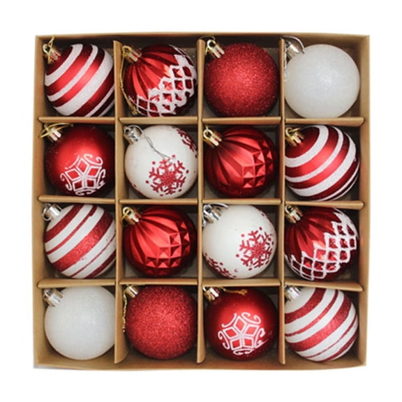 Wadada Christmas Ornaments Tree Decorations, 16pcs Elf Red White Shatterproof Large Christmas Ball Ornaments Set, 3.15 Inch Decorative Hanging Ornament Bulk for Xmas Holiday Party Decor
