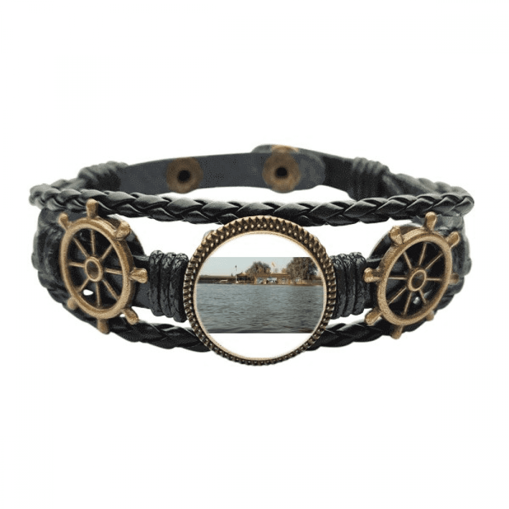 Town Art Deco Fashion Leather Braided Ocean Bracelet Wristband