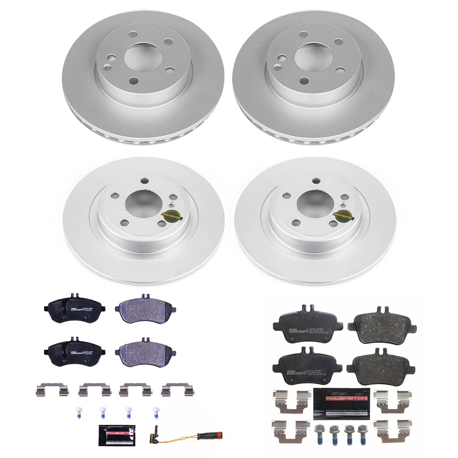 Power Stop Front and Rear Euro-Stop ECE-R90 Certified Brake Pad and Rotor Kit ESK6926