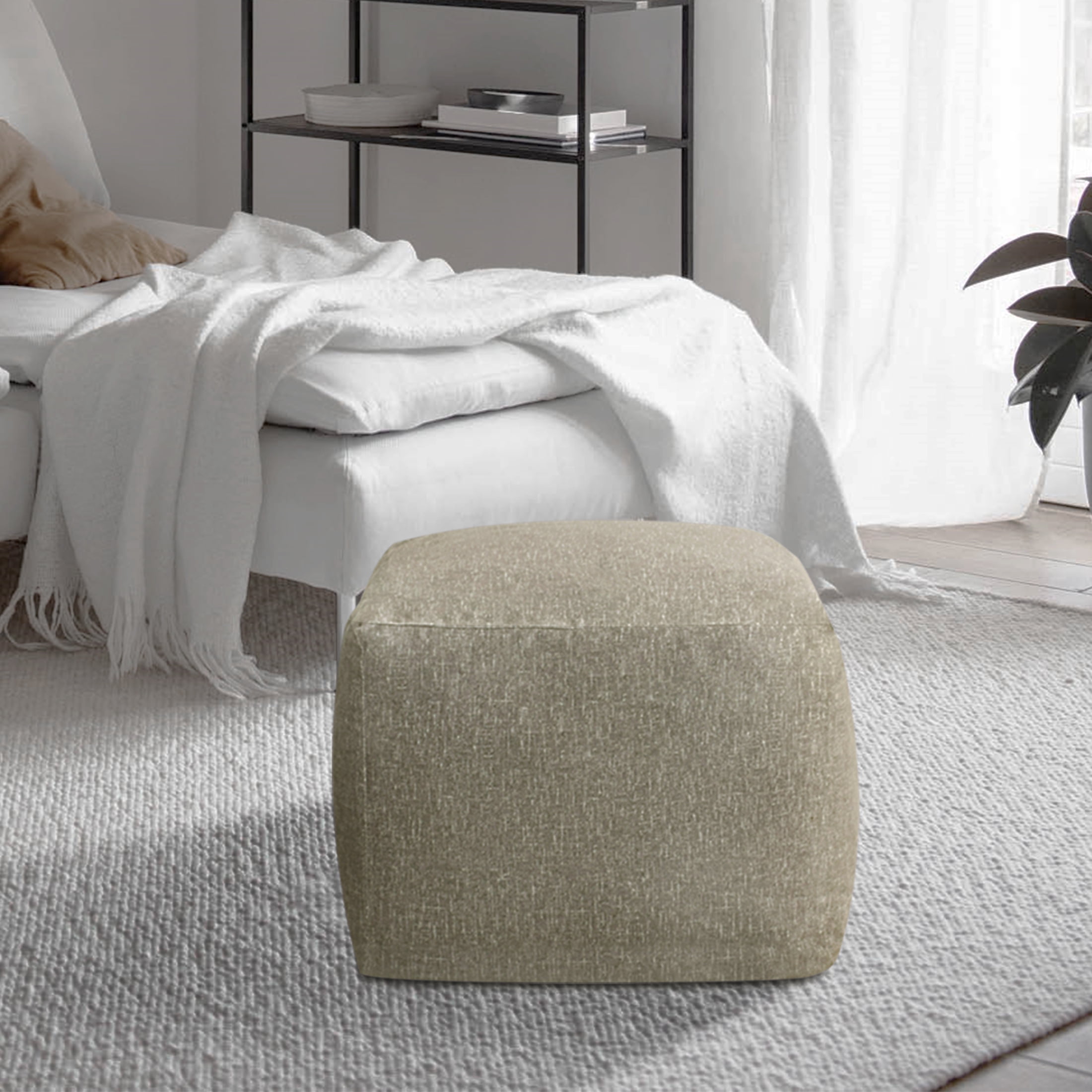 Castle Place 24" Velvet Pouf, Truffle Brown