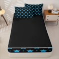 thumbnail image 4 of Manfei Minimalist Stars Zipper Twin Comforter Sets with Fitted Sheet and 2 Pillowcases,Cute Polka Dot Zipper Bedding Set,Black Blue,Black Reversible,4pcs, 4 of 8