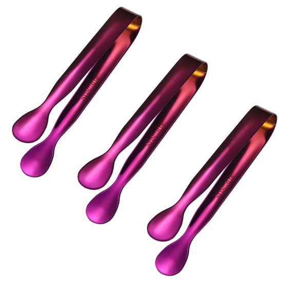 3Pack 304 Stainless Steel Mini Sugar Cube Clip Gold-plated Round Head Small Ice Clip Hot Towel Sugar Clip Hotel/Household Supplies, Lightweight, Ergonomic U-shaped Handle, Easy to Clamp