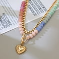 thumbnail image 2 of Layered Choker Multicolor, Beaded Heart Pendant Necklace, Gold, 2 of 5