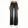 thumbnail image 2 of LWavelet Womens High Waisted Flared Jeans Daily Casual Denim Pants Black M, 2 of 5