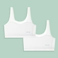thumbnail image 2 of CYRBOKO Girls Bars, Breathable Comfortable Soft Cotton 2-Pack Seamless Bralettes White Size 7-13 T, 2 of 7