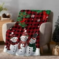 thumbnail image 2 of Christmas Snowman Flannel Blanket for Bed,Travel and Camping, Pine Christmas Tree Red Plaid Super Soft Cozy Blanket for All Seasons 50"x80", 2 of 9