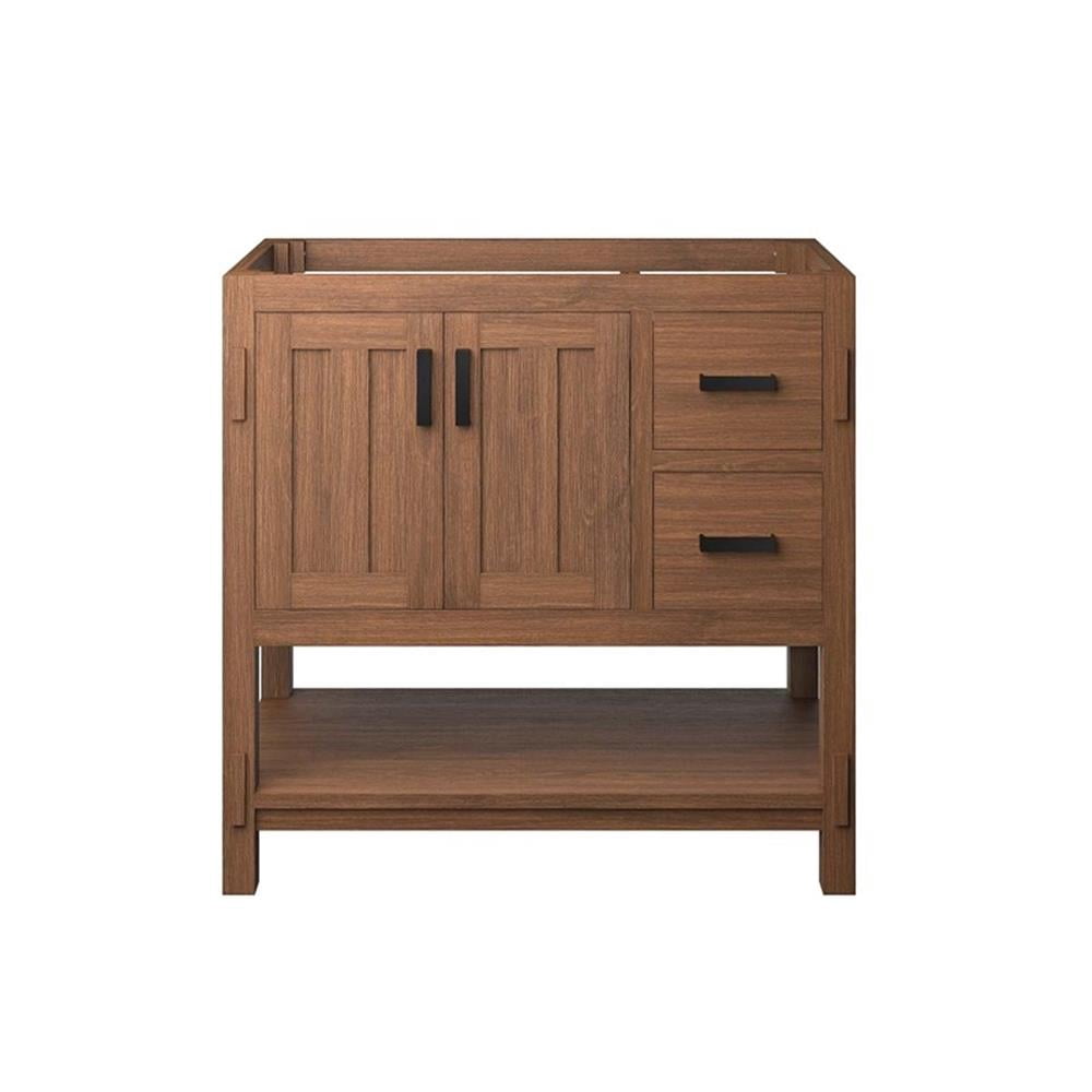 Modway Ashlyn 36" Wood Bathroom Vanity Cabinet with Open Shelf in Walnut