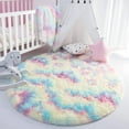 thumbnail image 2 of Softlife Cute Round Rainbow Carpet for Girls Kids Room Fluffy Rug for Bedroom, 4' x 4',Rainbow, 2 of 9