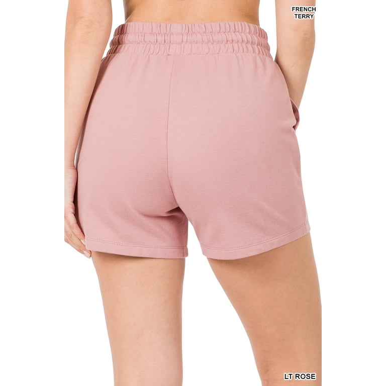 Pink french terry store shorts