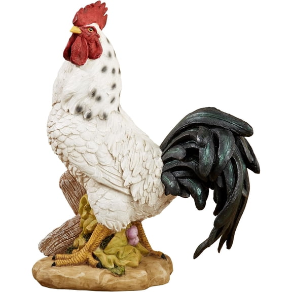 ANHXN Rooster Table Sculpture Off White 13 Inches Tall