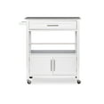 Linon Cameron Kitchen Cart with Granite Top, 36 inches Tall, White