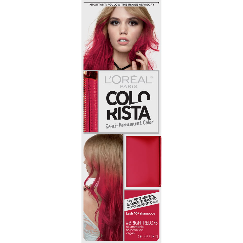 L'Oreal Paris Colorista Semi-Permanent Hair Color - Light Bleached Blondes, Bright  Red, 1 kit 