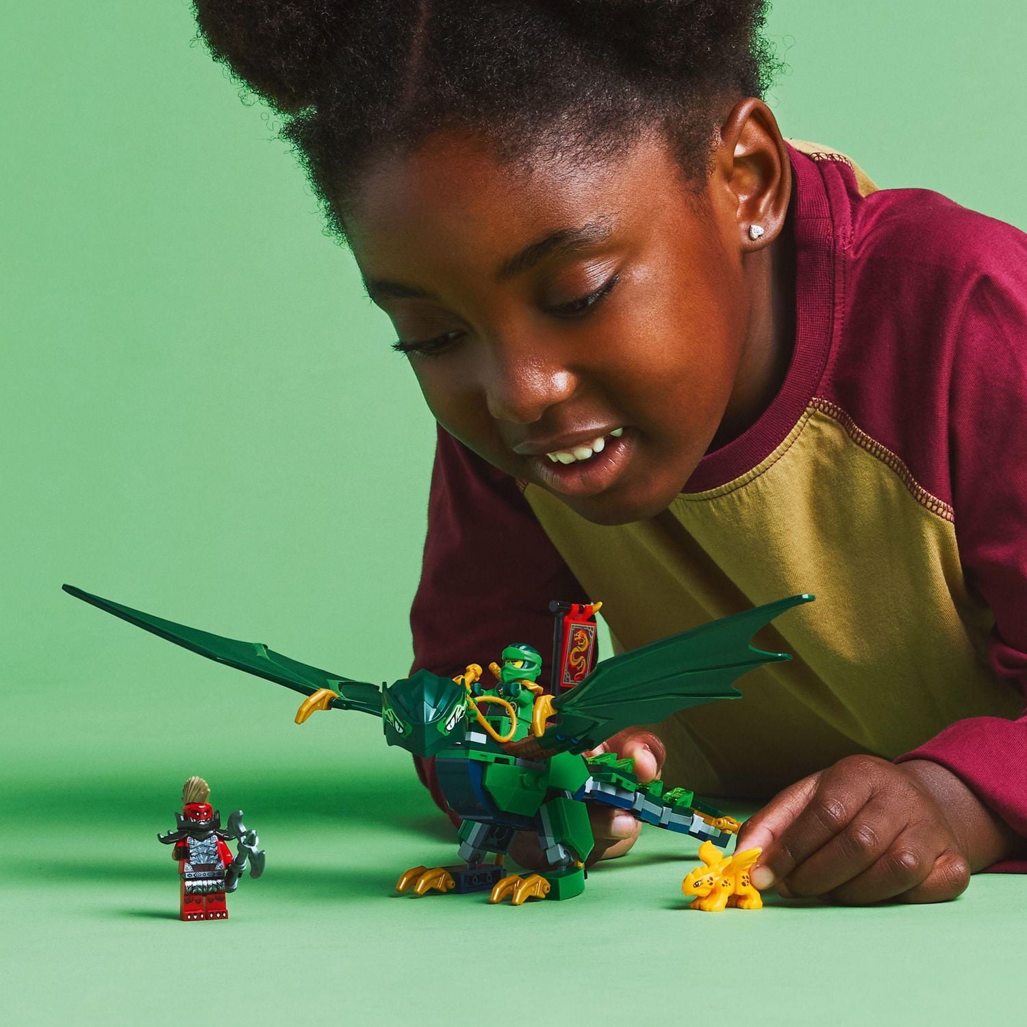 LEGO NINJAGO Lloyd's Green Forest Dragon Toy - Pretend Play Building Toy for Boys and Girls, Ages 6+ - Dragon Figurine with 2 Minifigures for Kids - Gift Idea for Birthdays - 71829, Includes 128 Pieces, Ages 6+